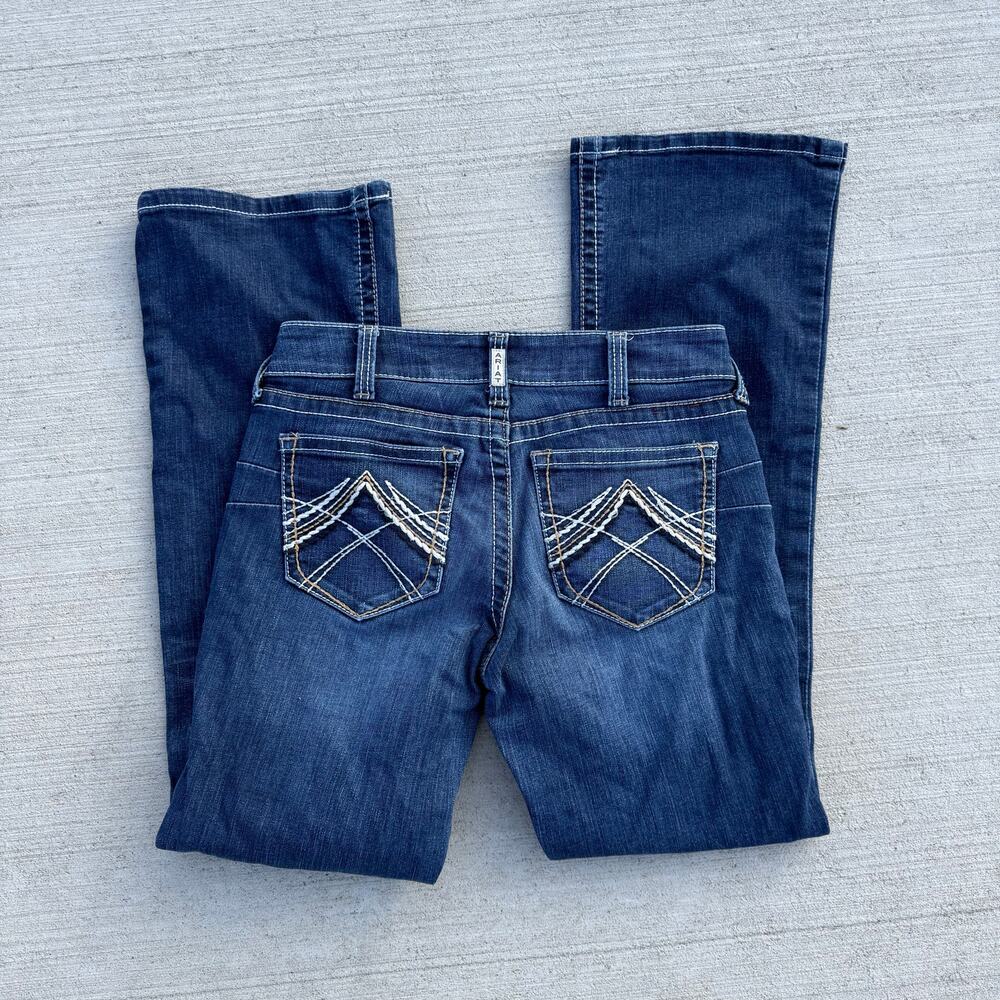 Ariat 28R REAL Mid Rise Stretch Whipstitch Boot Cut Blue Jeans 10014022